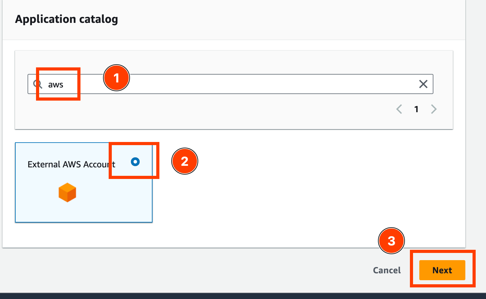 IAM Identiy Center > Applications > Catalog > External AWS Account