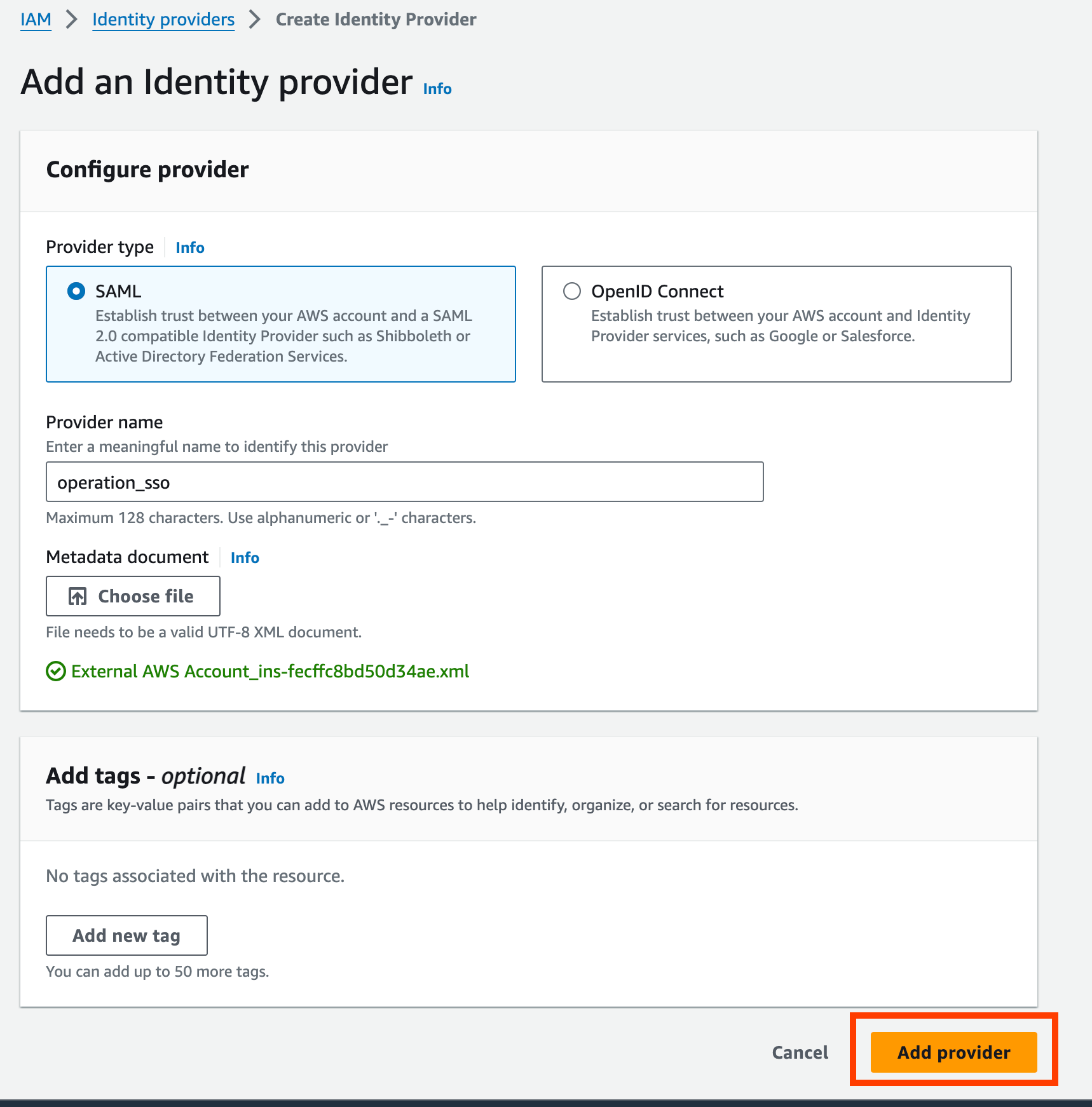 Add the identity provider