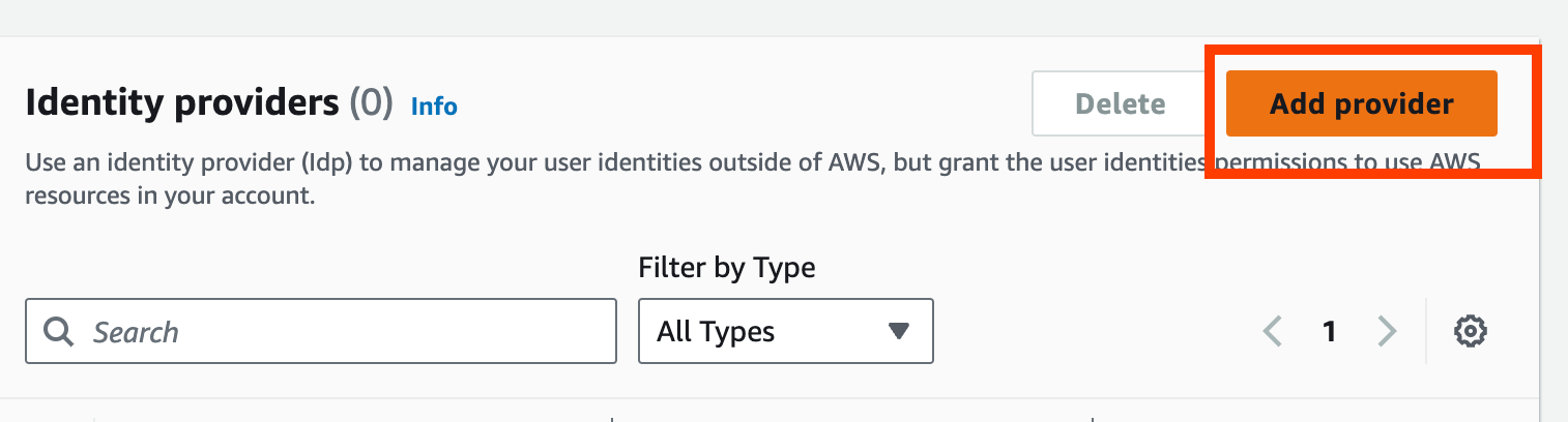 External AWS Account > IAM > Add Provier