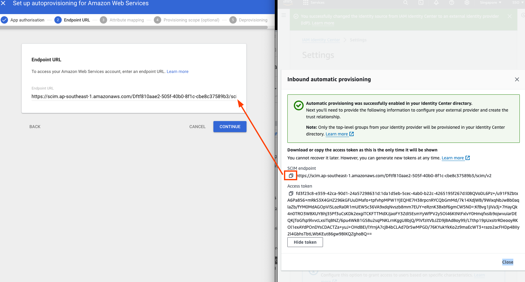 AWS IAM Identity Center to Google Admin endpoint url