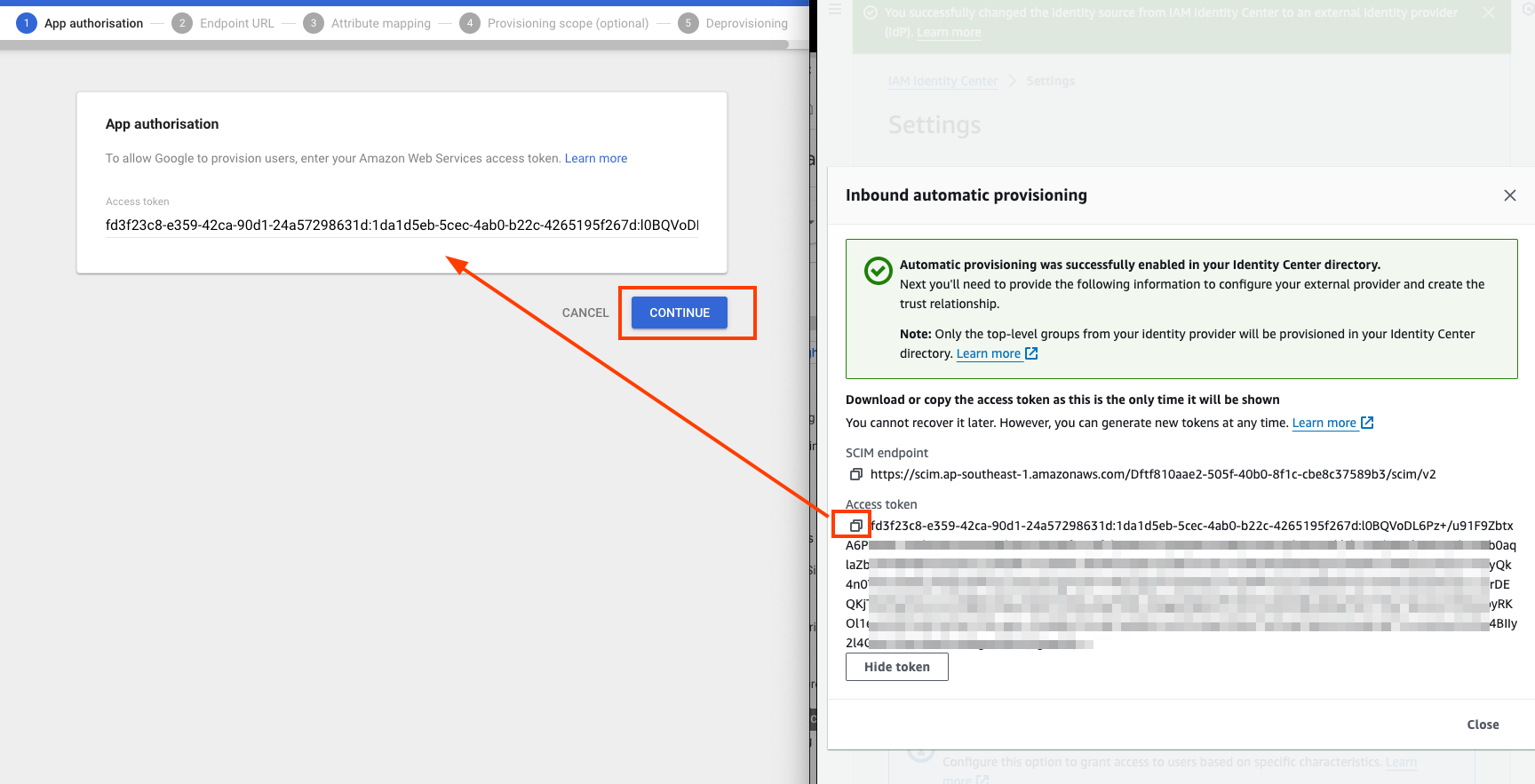 AWS IAM Identity Center to Google Admin access token