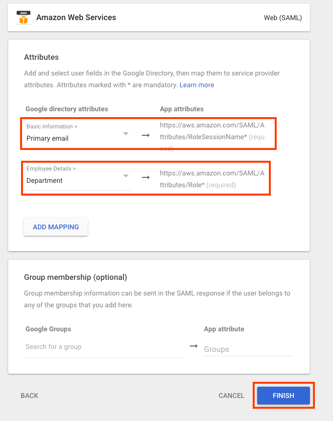 Google Admin > configure identity provider details