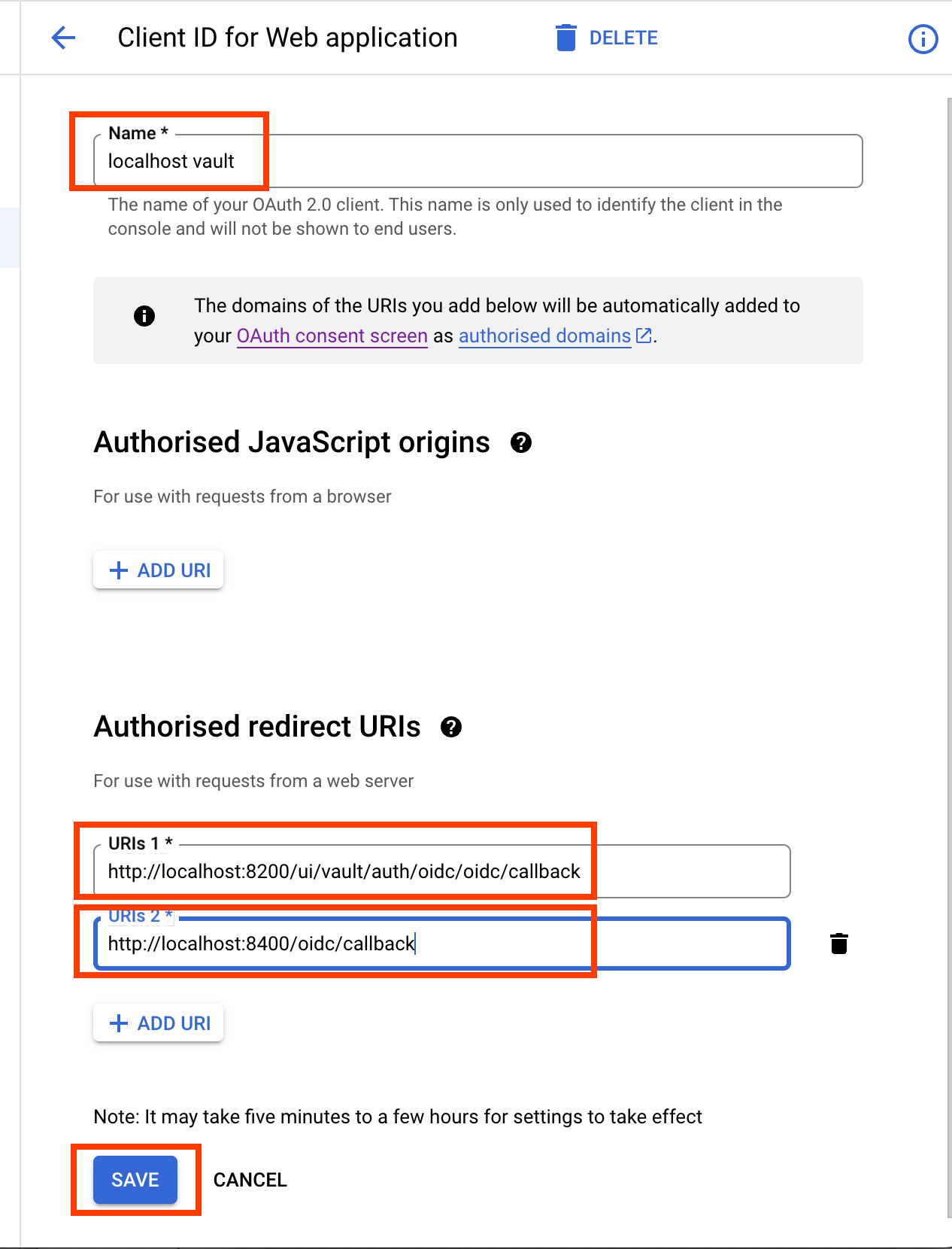 GCP console > CREATE