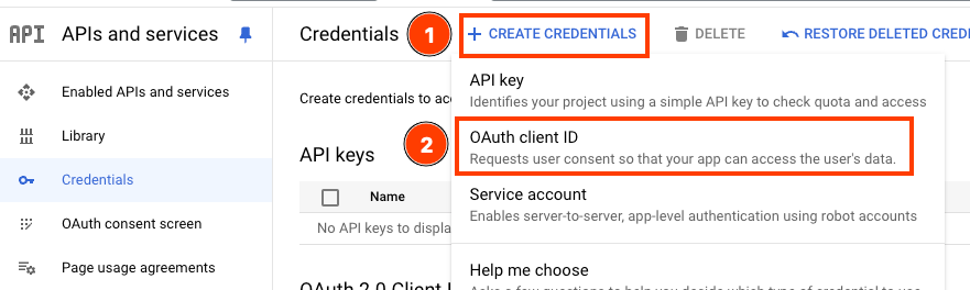 GCP console > OAuth Client ID